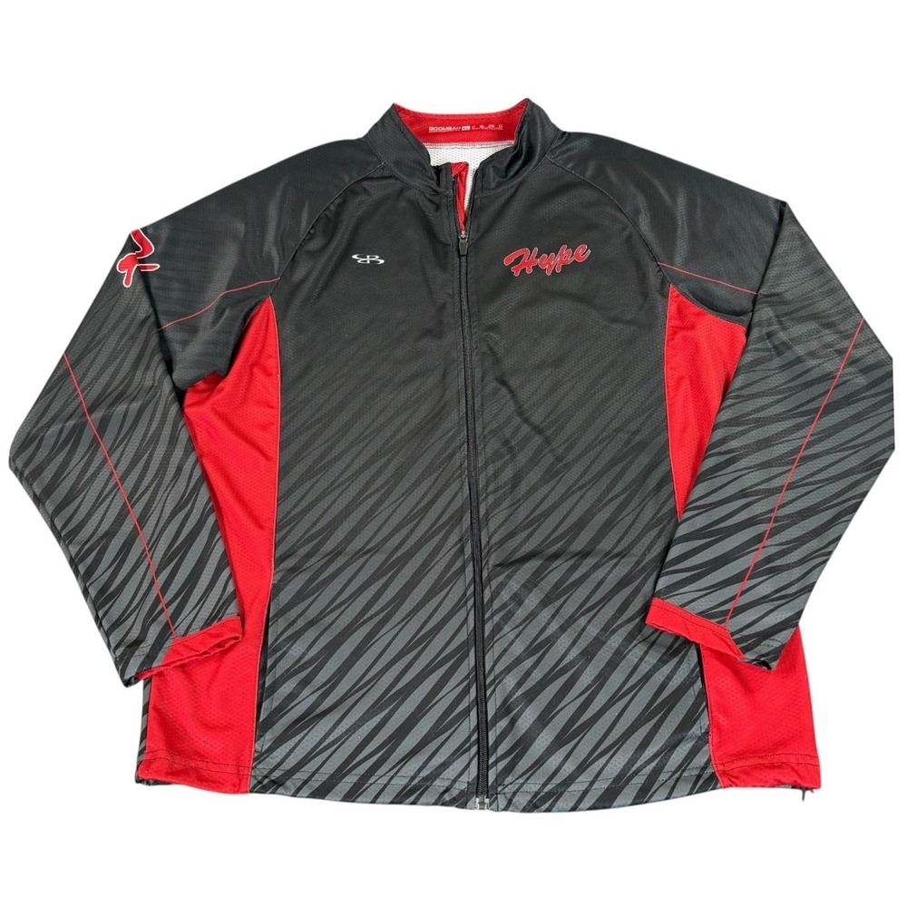 Boombah Hype Track Jacket Mens XL Black Red Full Zip Athletic Warm Up Baseball